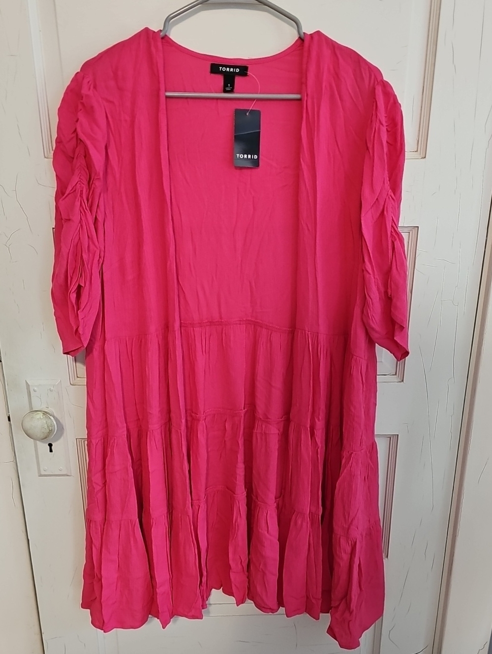 torrid Hot Pink Open-Front Tiered Duster